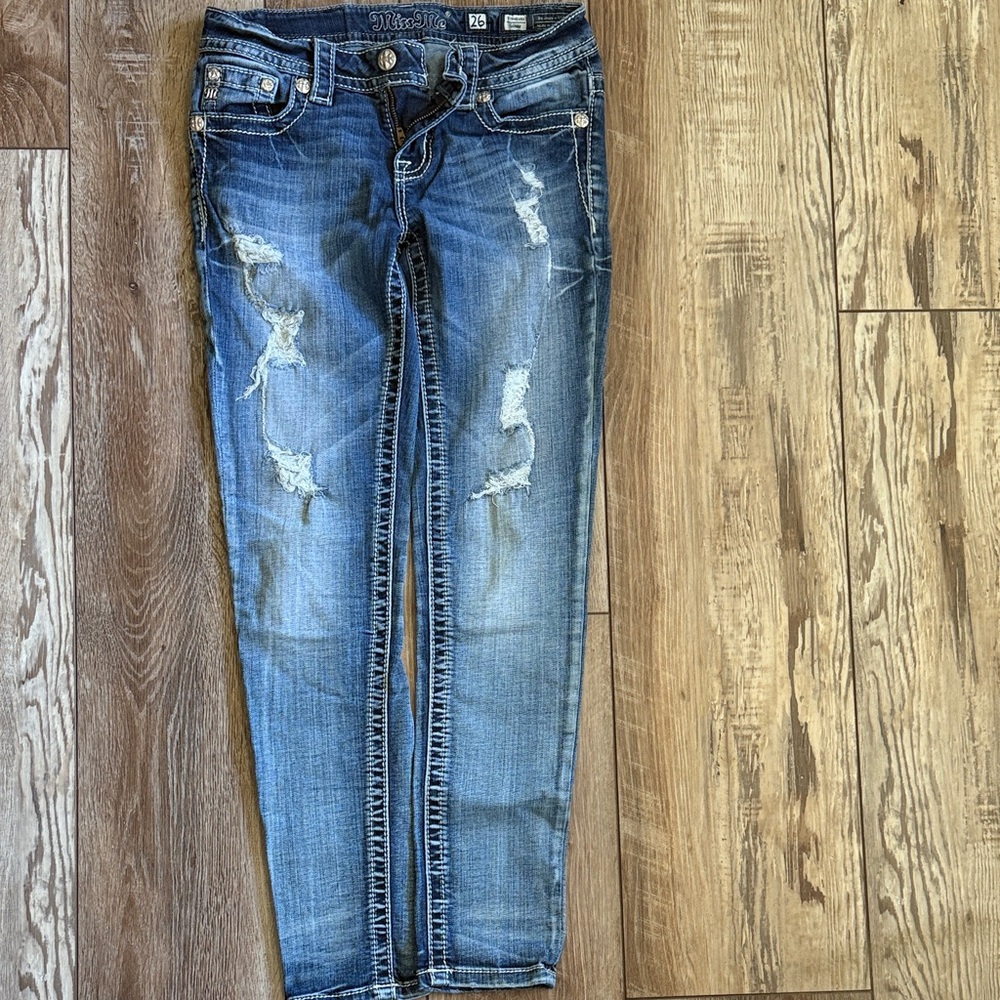 Miss Me Distressed Denim Skinny Jeans - Picture 1 of 4